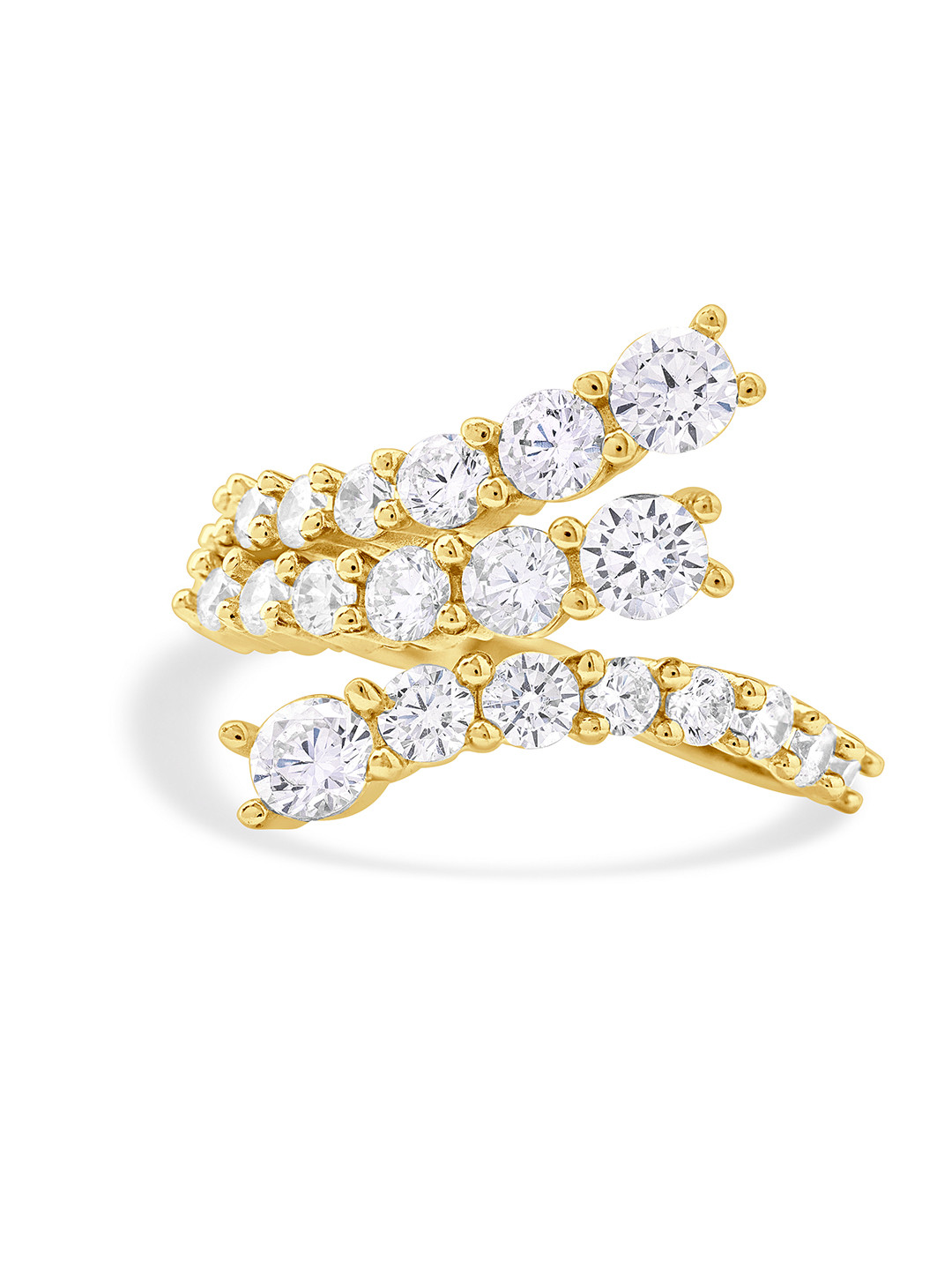 SRIYA Women Pure Silver 925 Cubic Zirconia Ring 18k Gold Plated Studded Solitaire