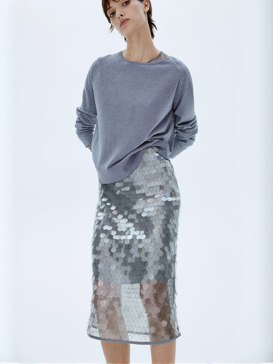 H&M Women Loose Fit Glittery Jumper Sweater
