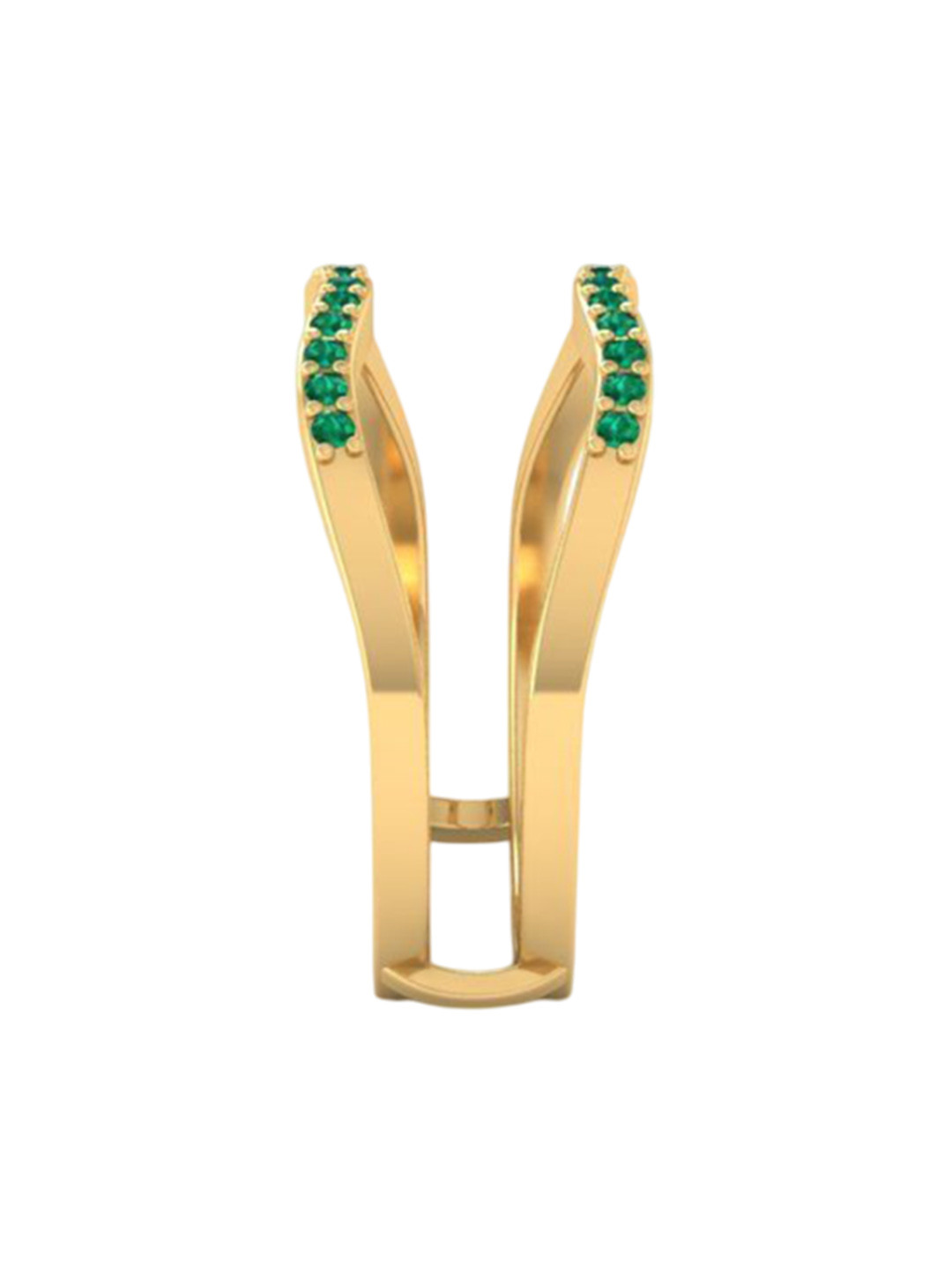 Eddicted 925 Sterling Silver 4K Gold-Plated Emerald Studded Finger Ring