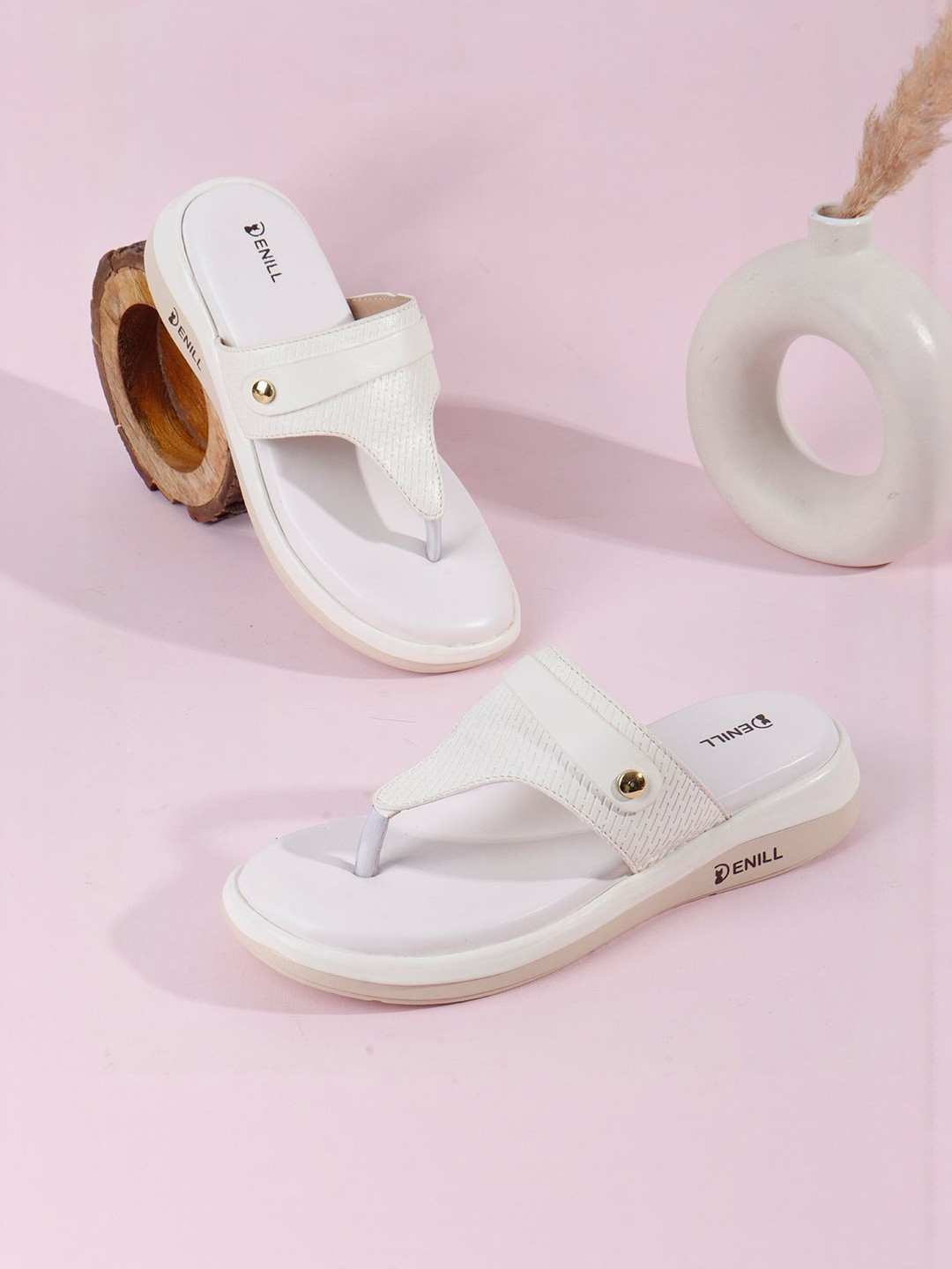 Denill Women Metal Accent Thong Sandals