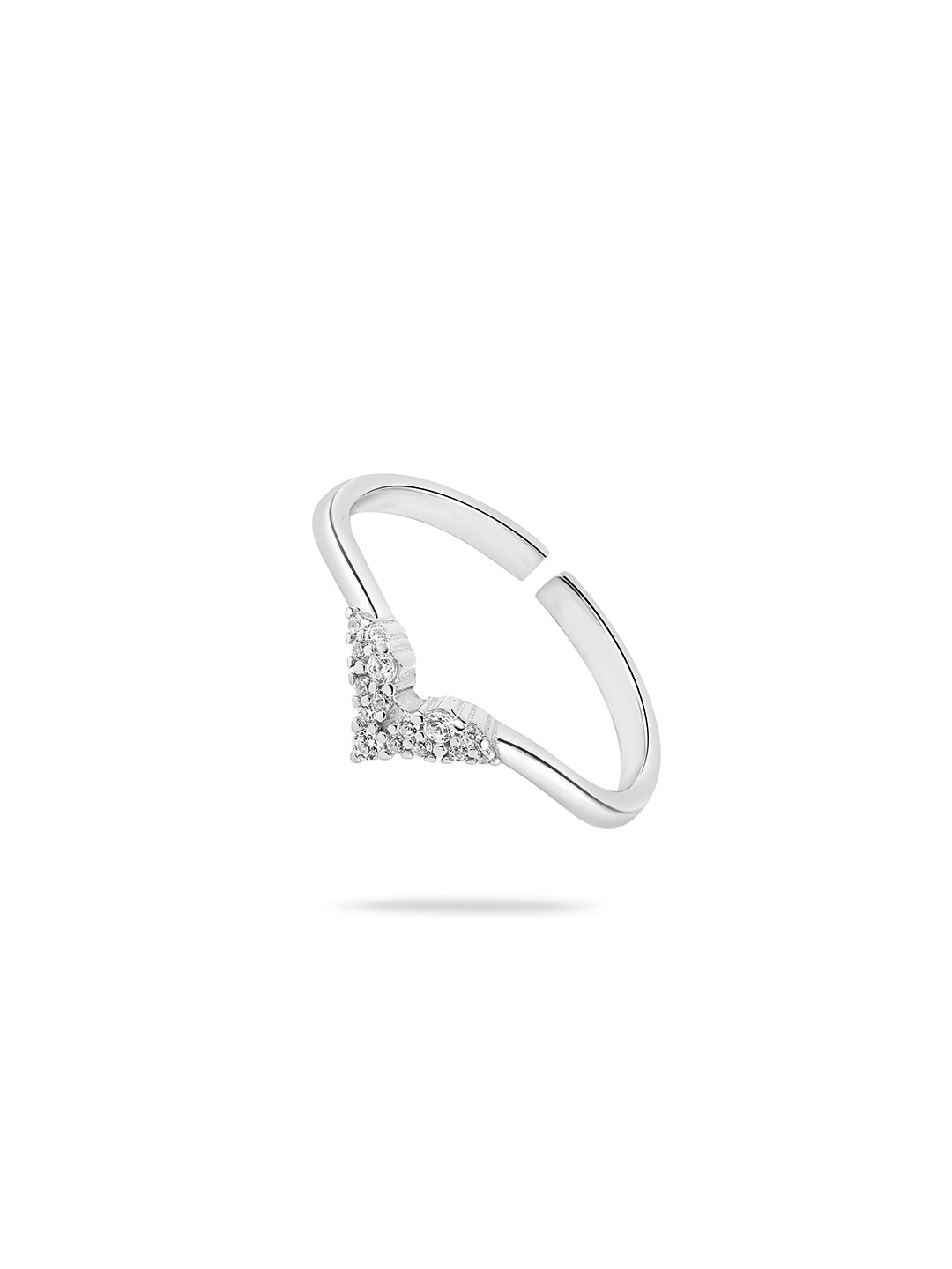 SRIYA 925 925 Sterling Silver Cubic Zirconia Love Infinity Solitaire V Shape Studded Ring
