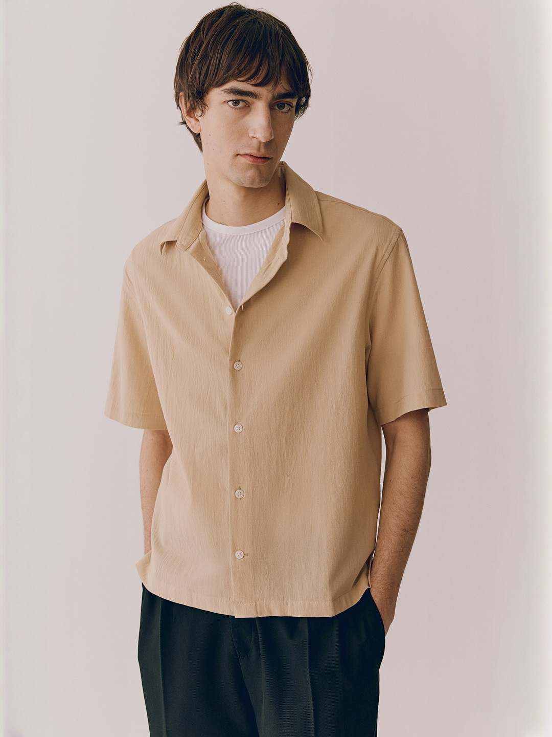 H&M Cotton Loose Fit Crinkled Shirt