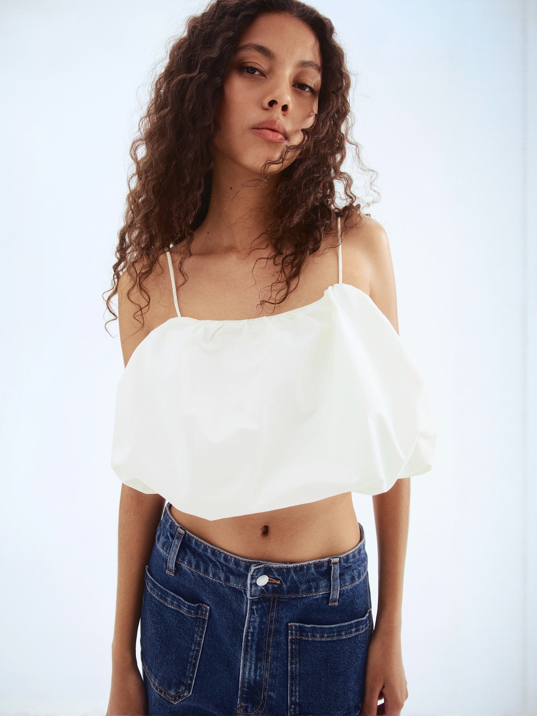 H&M Women Bubble-Hem Strappy Top