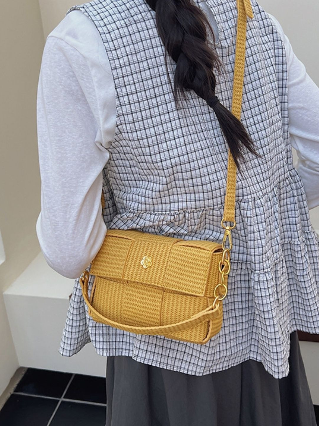 CORSICA Yellow Solid PU Small Casual Sling Bag