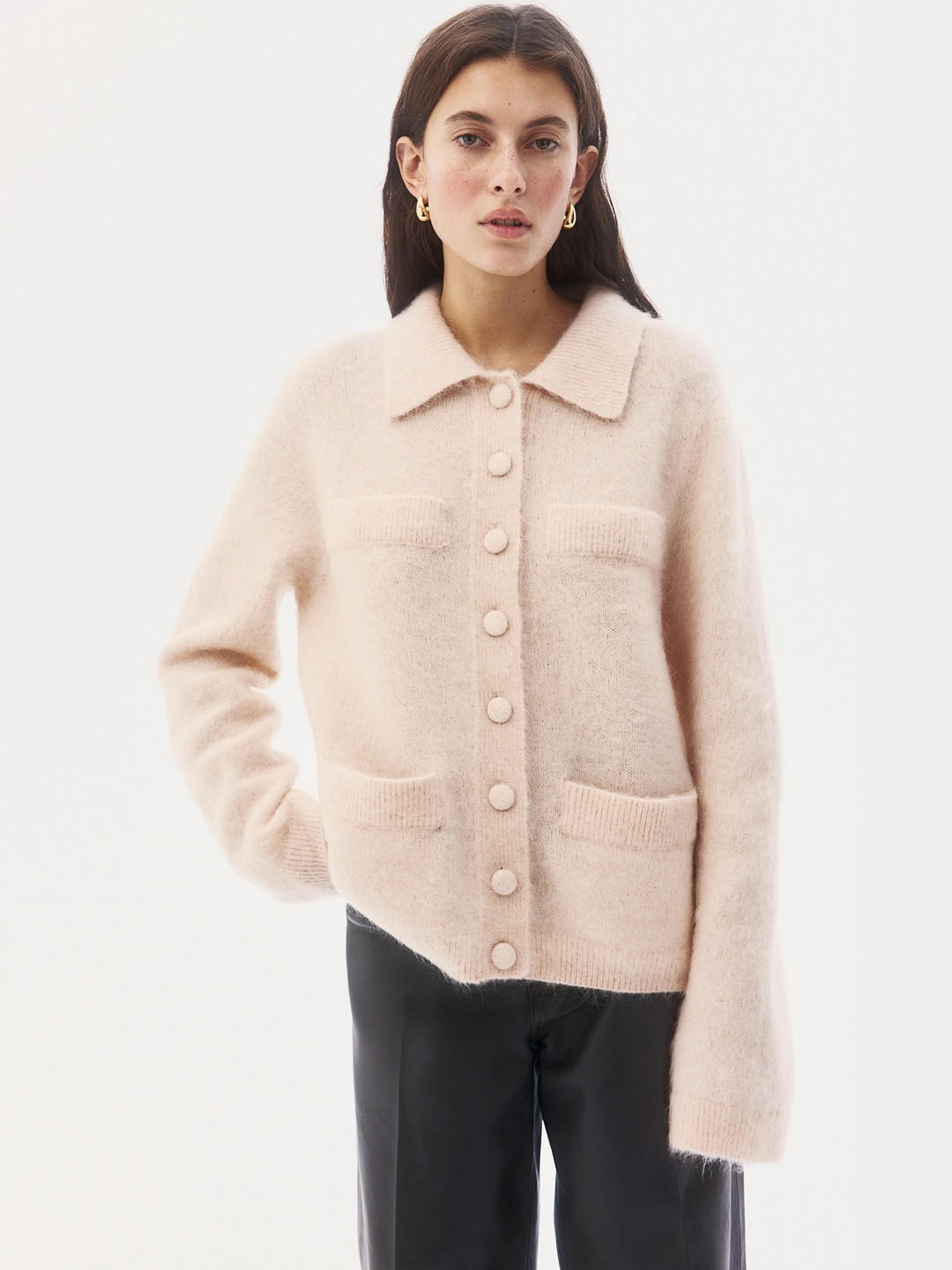 H&M Mohair-Blend Collared Cardigan