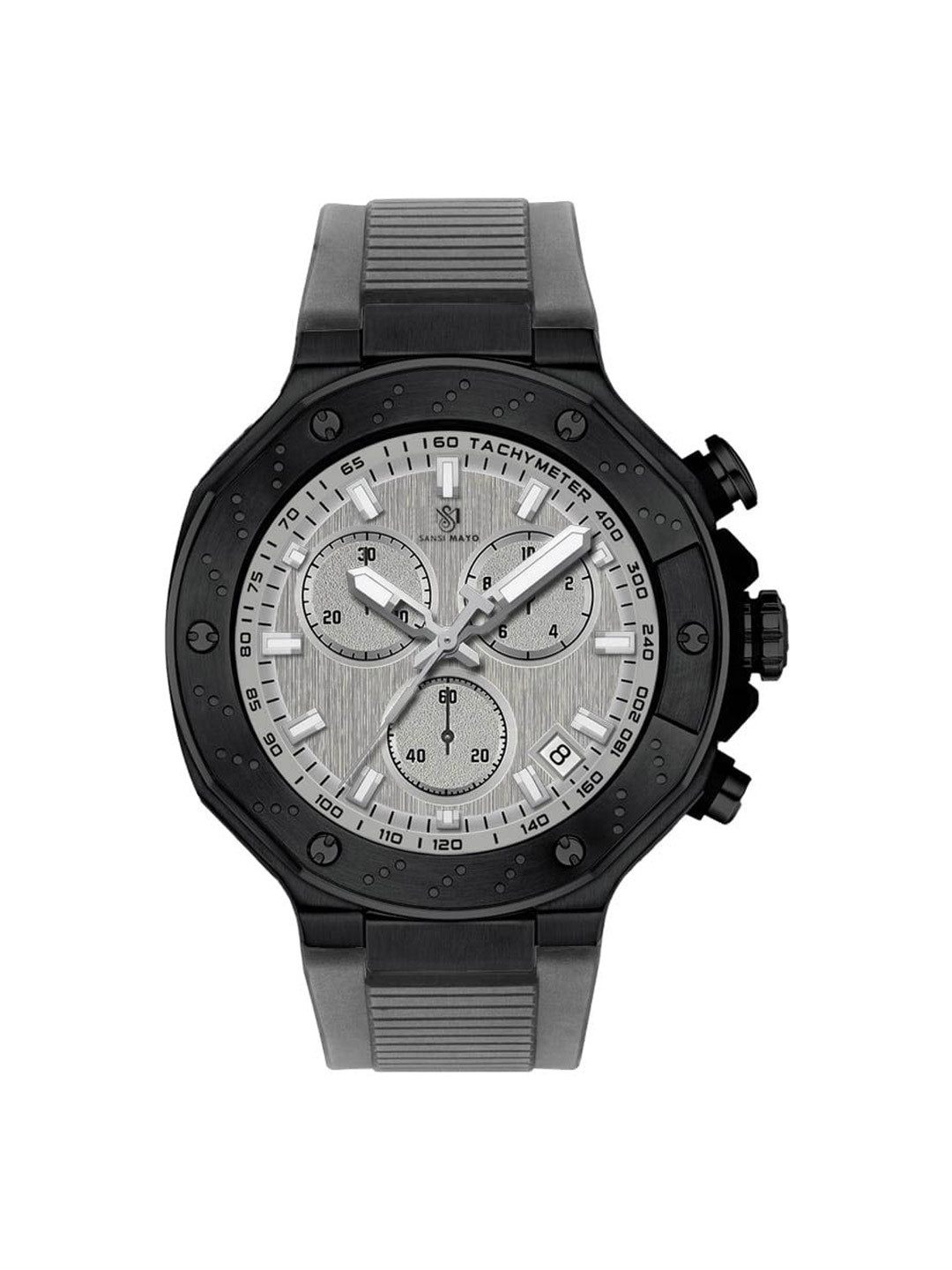 SANSIMAYO Romano Men Dial & Bracelet Style Straps Analogue Watch SM-M-226-GR-B-GR