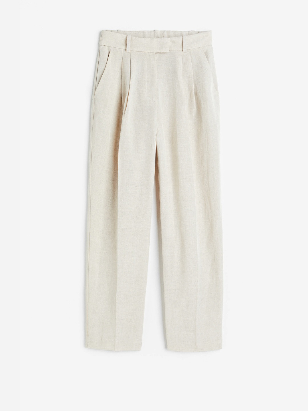 H&M Women Tapered Linen-Blend Trousers