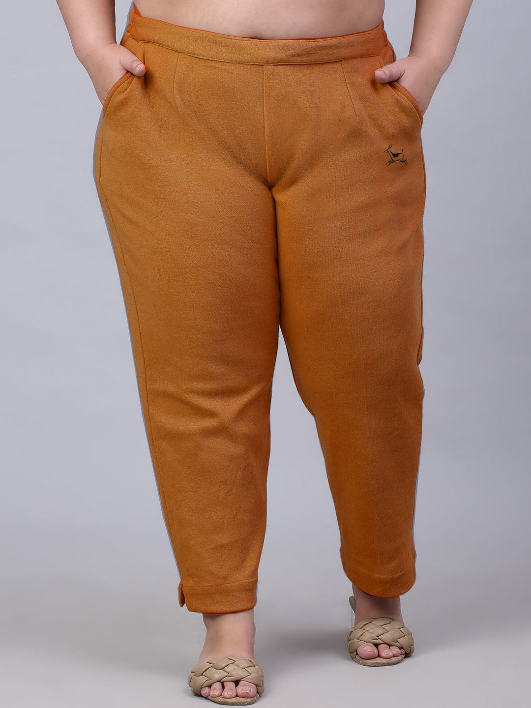 Mustard Yellow Relaxed Fit Mid-Rise Regular Trousers