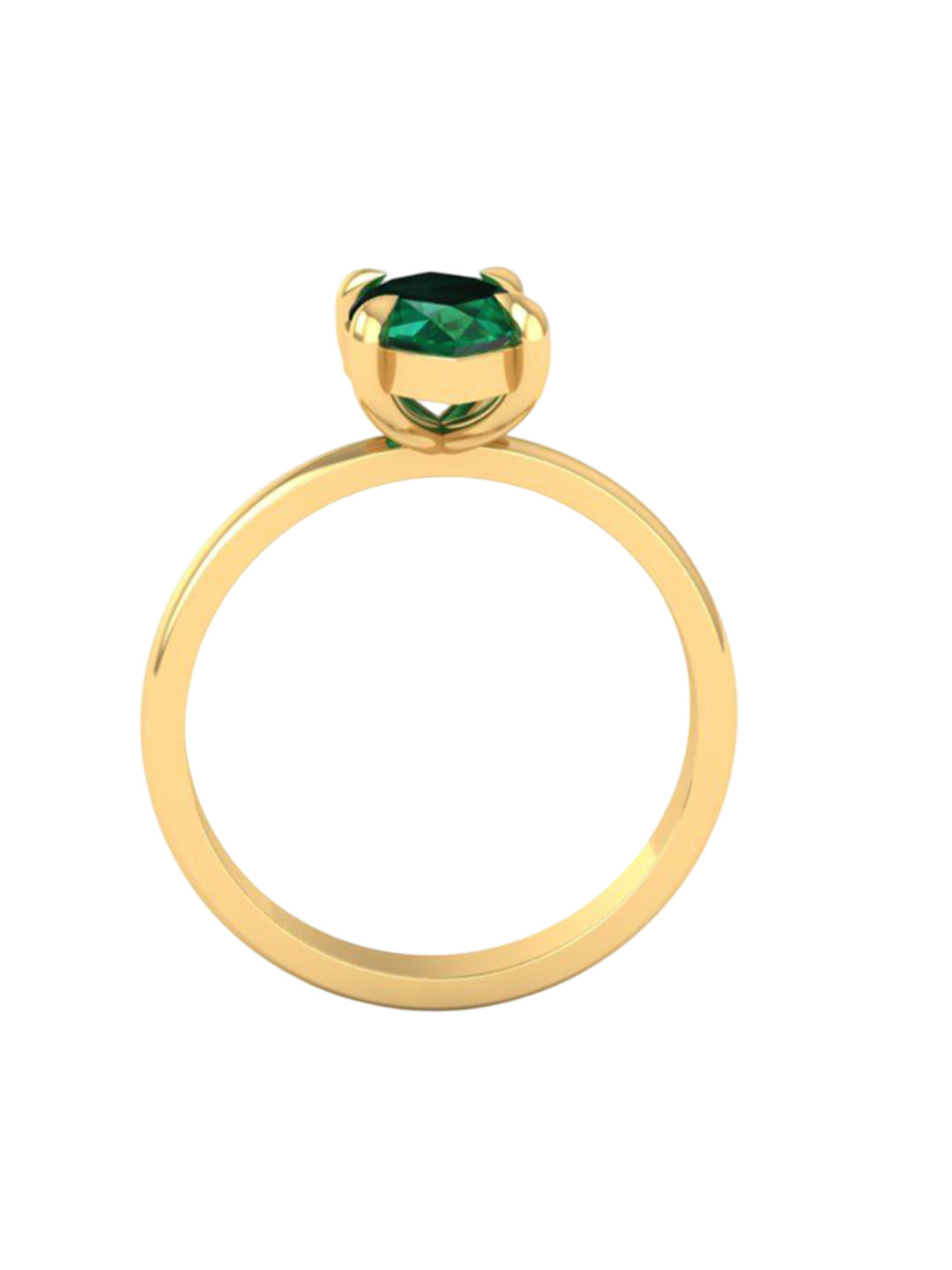 Eddicted 925 Sterling Silver 14K Gold-Plated Solitaire Studded Finger Ring