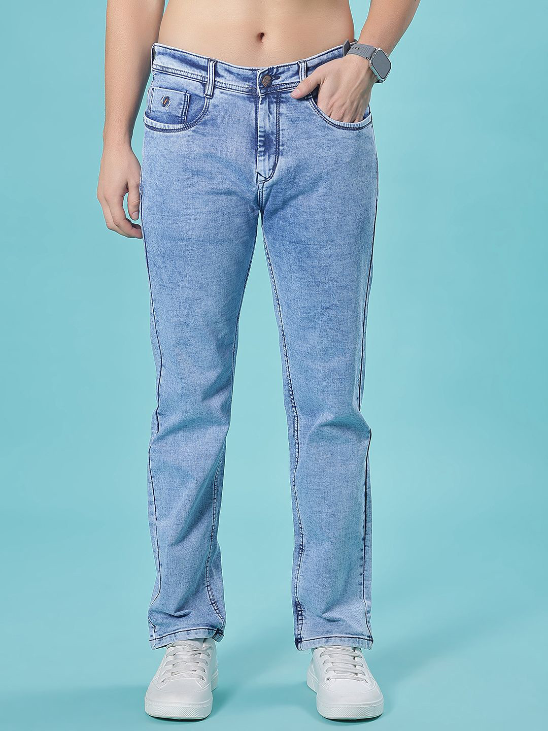 V-Mart Men Regular Fit Low-Rise Acid Wash Stretchable Jeans