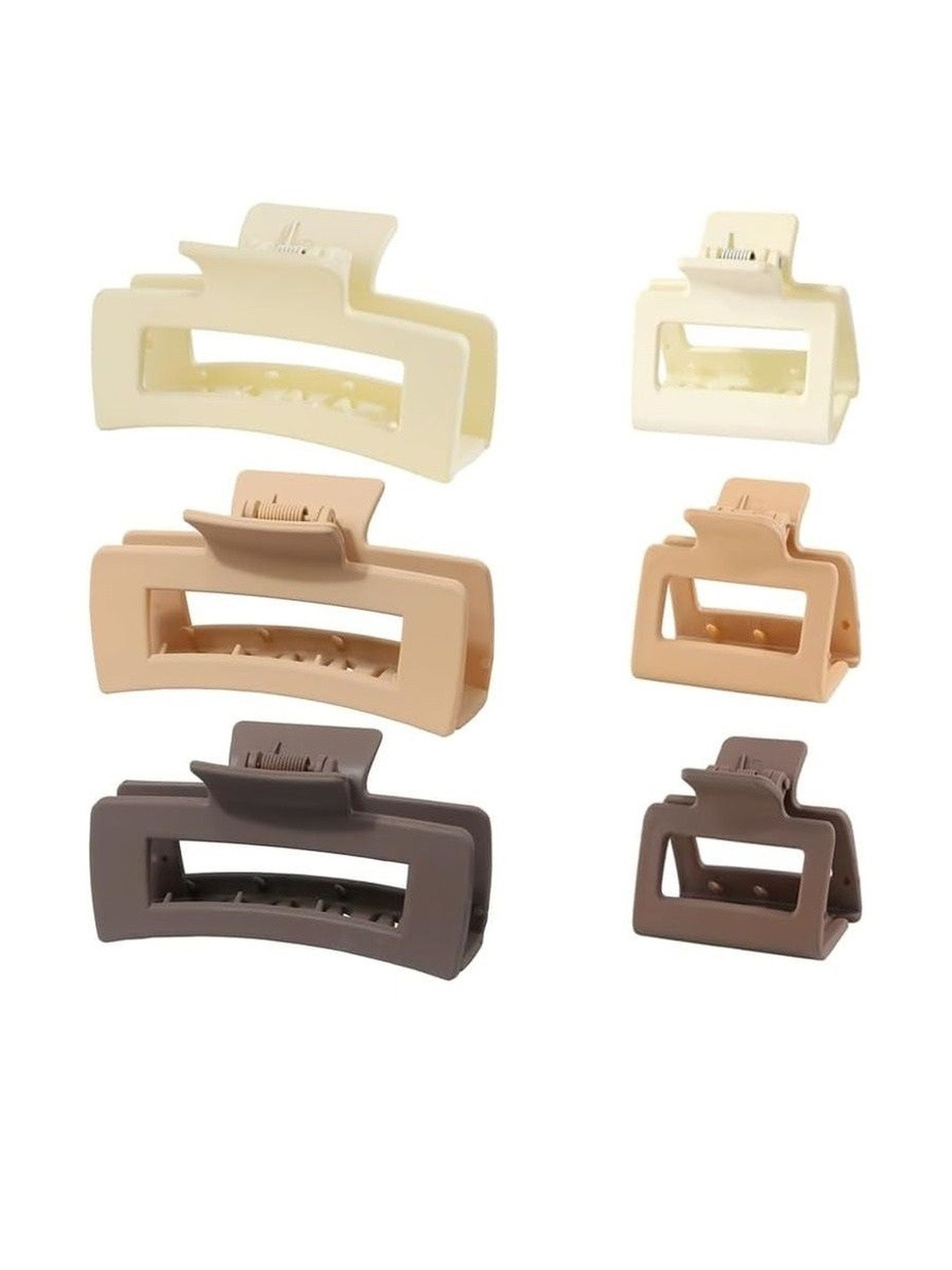 DIVASTRI Women Set of 6 Rectangular Shape Plastic Hair Claw Clips