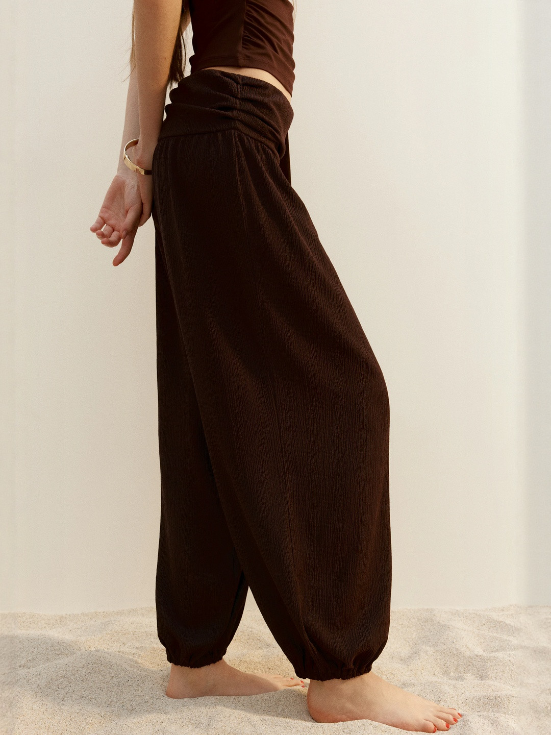 H&M Crinkled Balloon-Leg Trousers