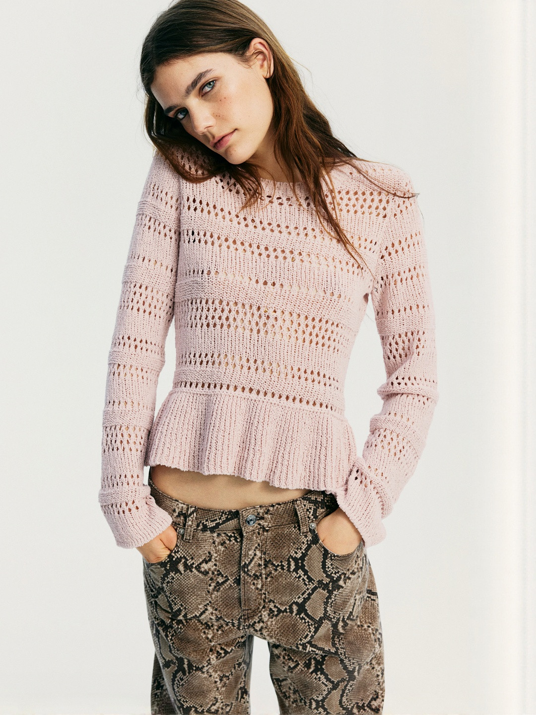 H&M Pointelle-Knit Peplum Jumper