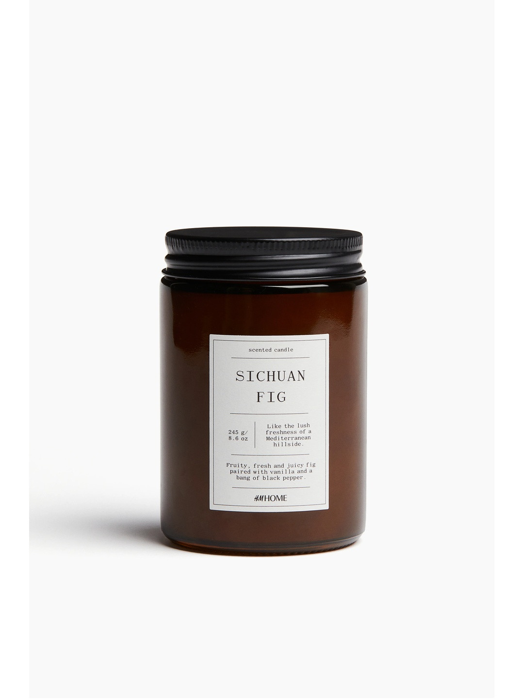 H&M Small Candle in Glass Holder 1 Wick Sichuan Fig Solid Geometric Regular Jar Candles