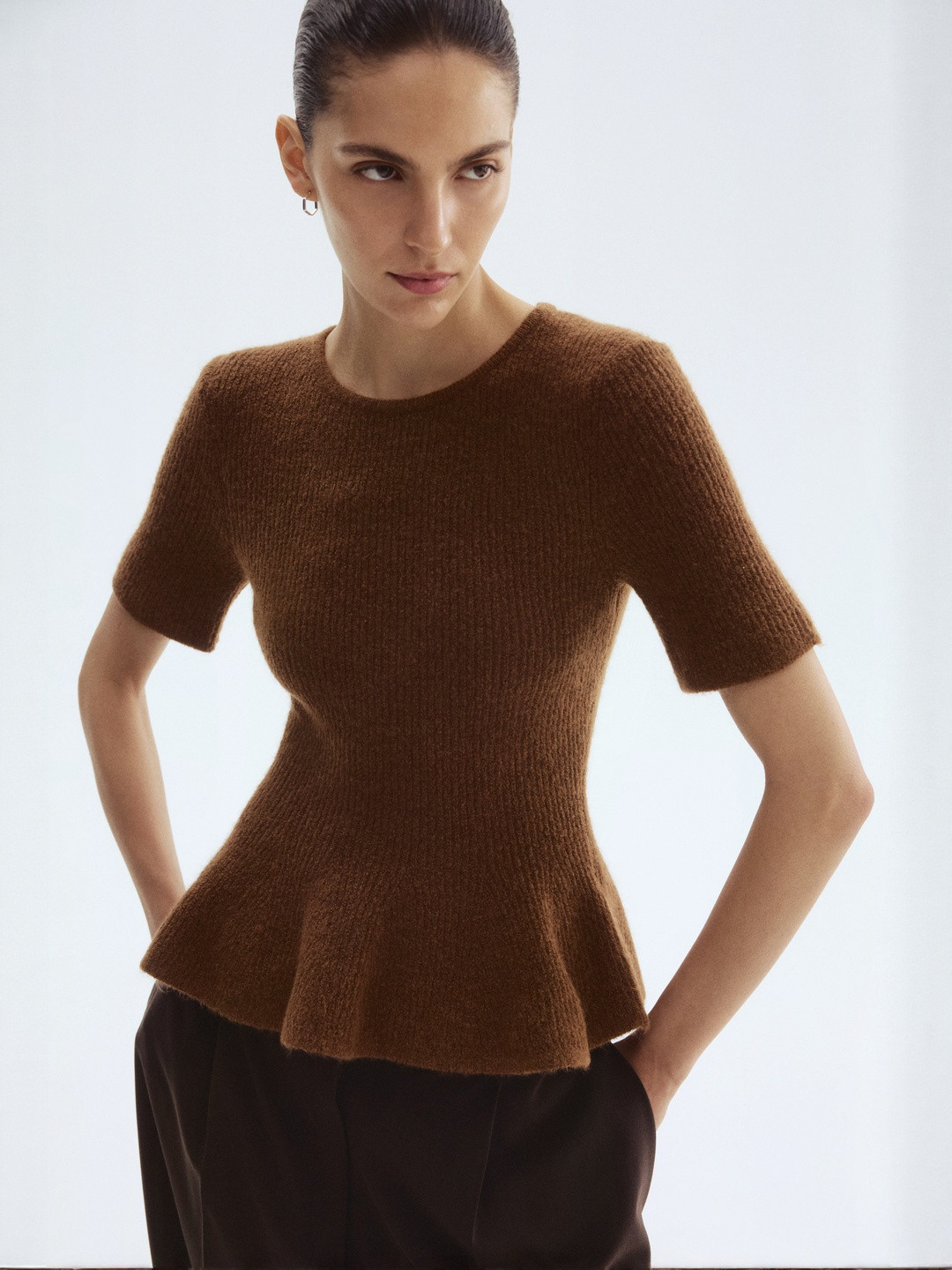 H&M Rib-Knit Peplum Top