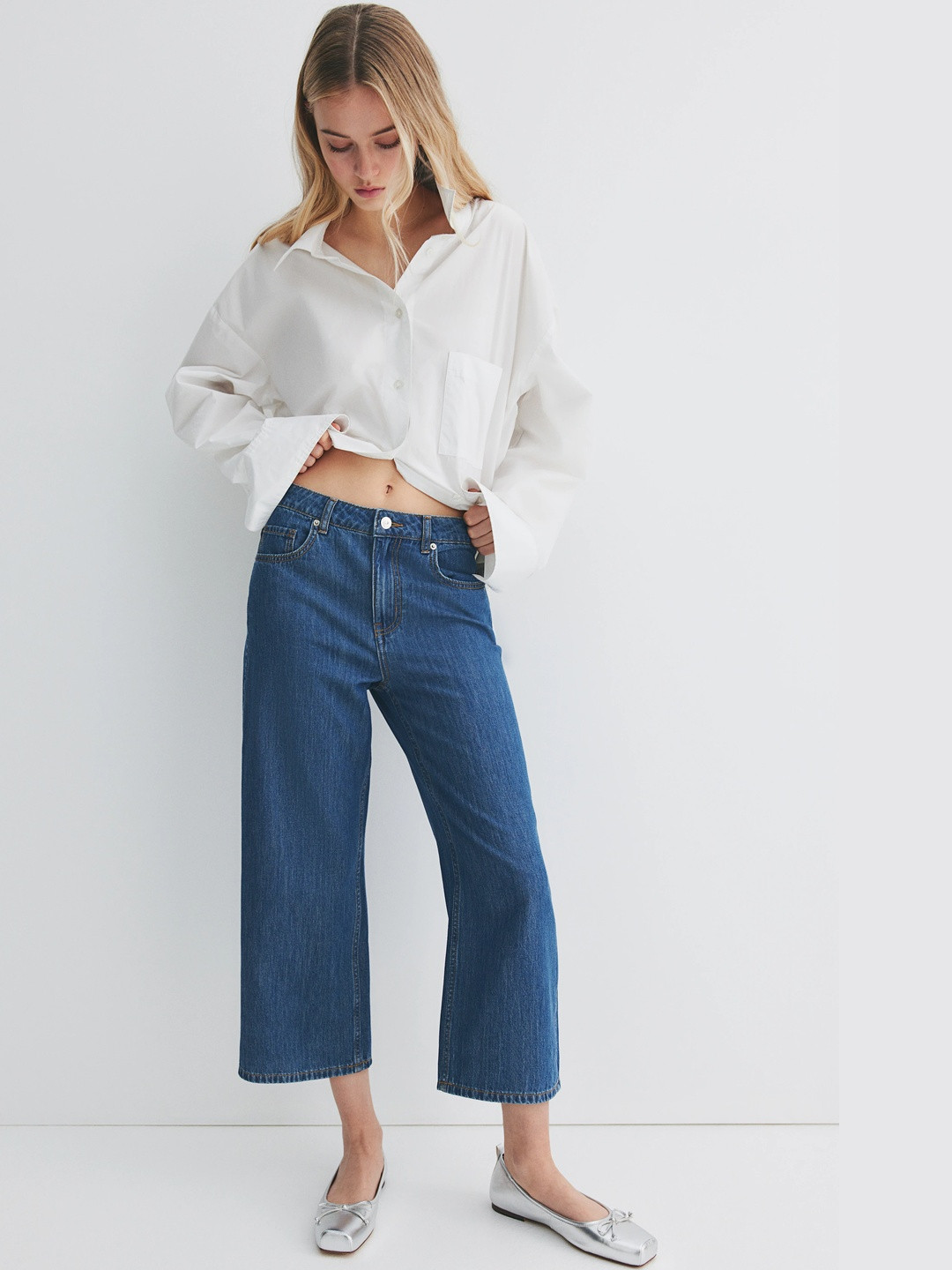 H&M Wide High Cropped Jeans