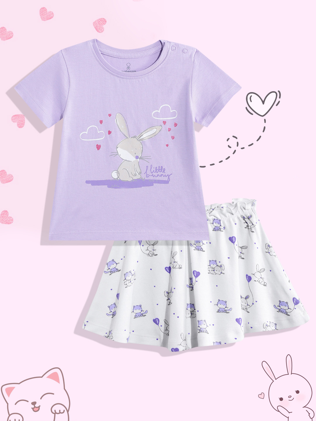 mothercare Infant Girls Graphic Printed Pure Cotton Clothing Set