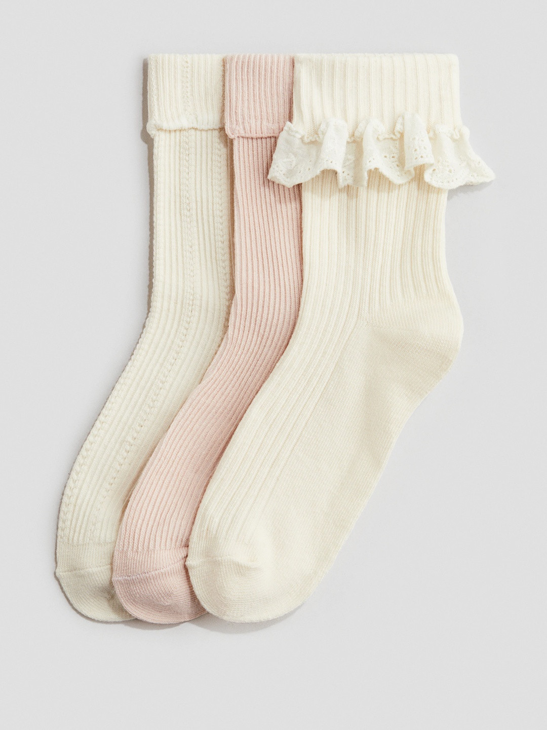 H&M Girls 3-Pack Overlock-Detail Socks