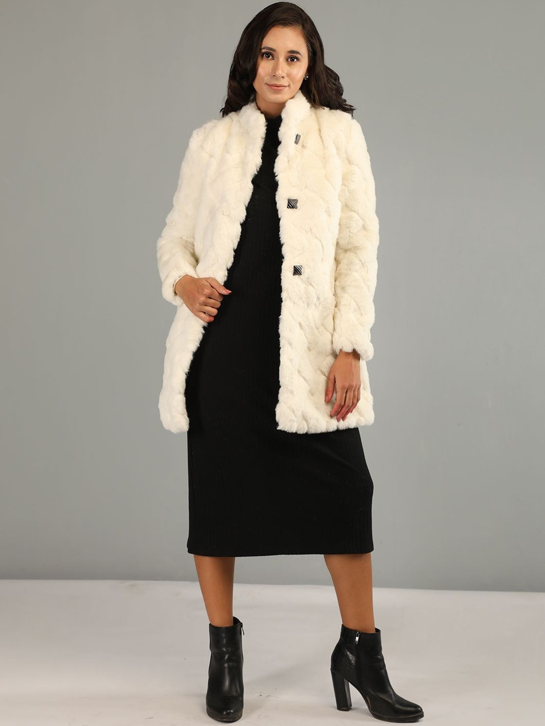 Roadster Women White Full Sleeves Long Winter Coat