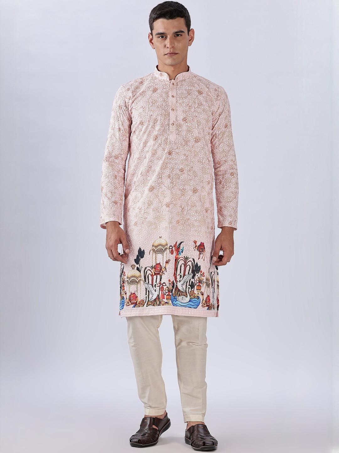 Anouk Men Traditional Motif Print Cotton Embroidered Kurta