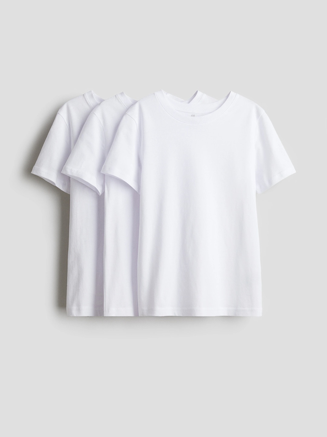 HM Boys White Solid 3-Pack Pure Cotton T-shirts