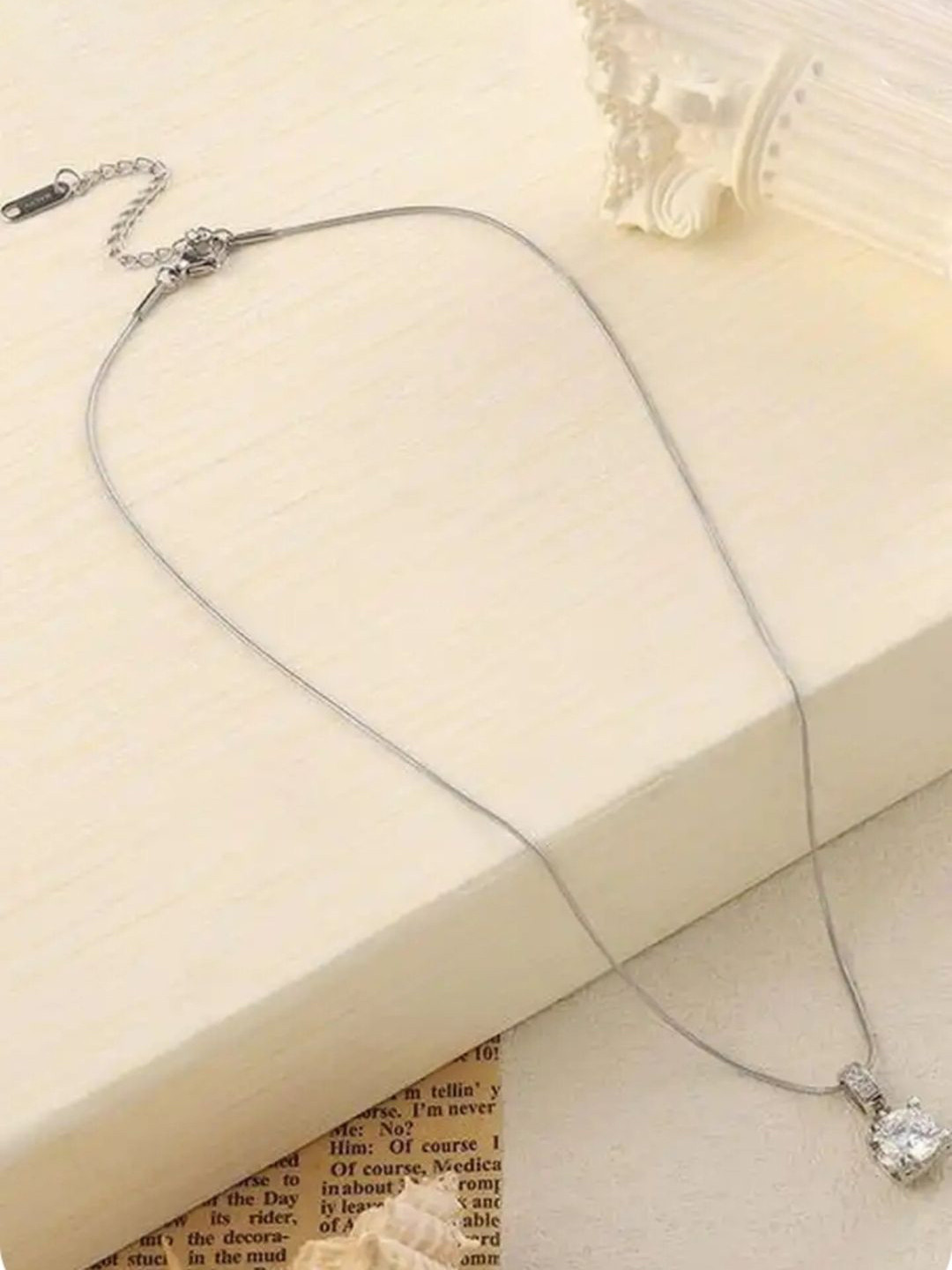 Ruchi trading company Silver-Plated Artificial Stones Studded Circular Pendant With Chain