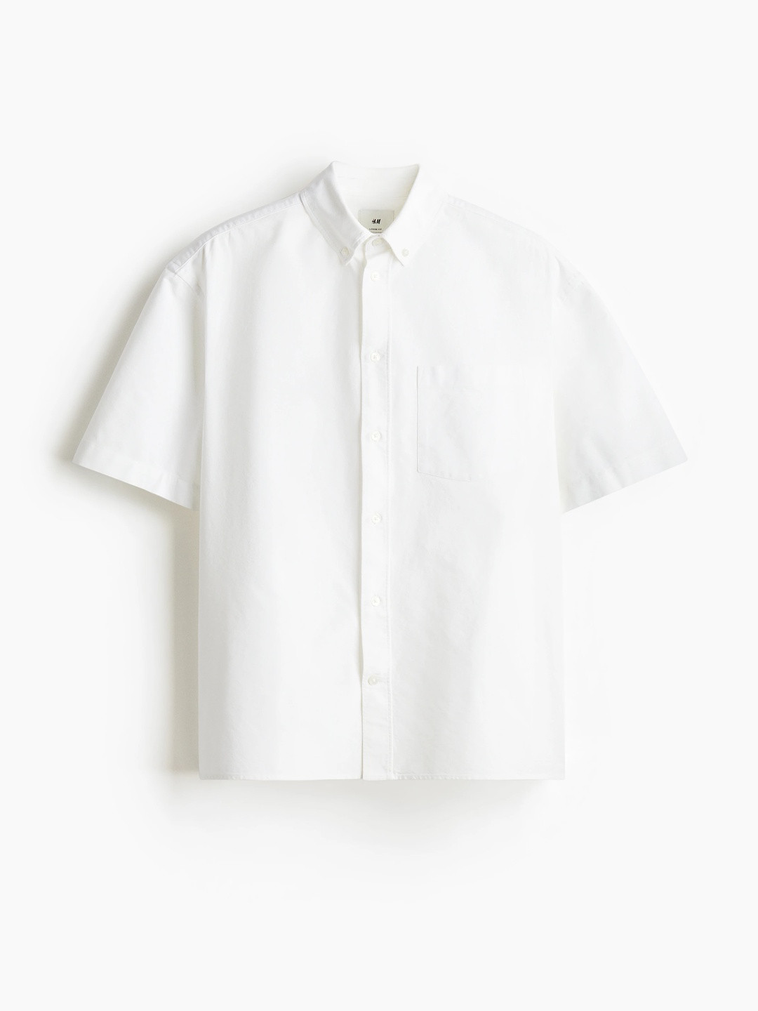 H&M Cotton Loose Fit Short-Sleeved Oxford Shirt