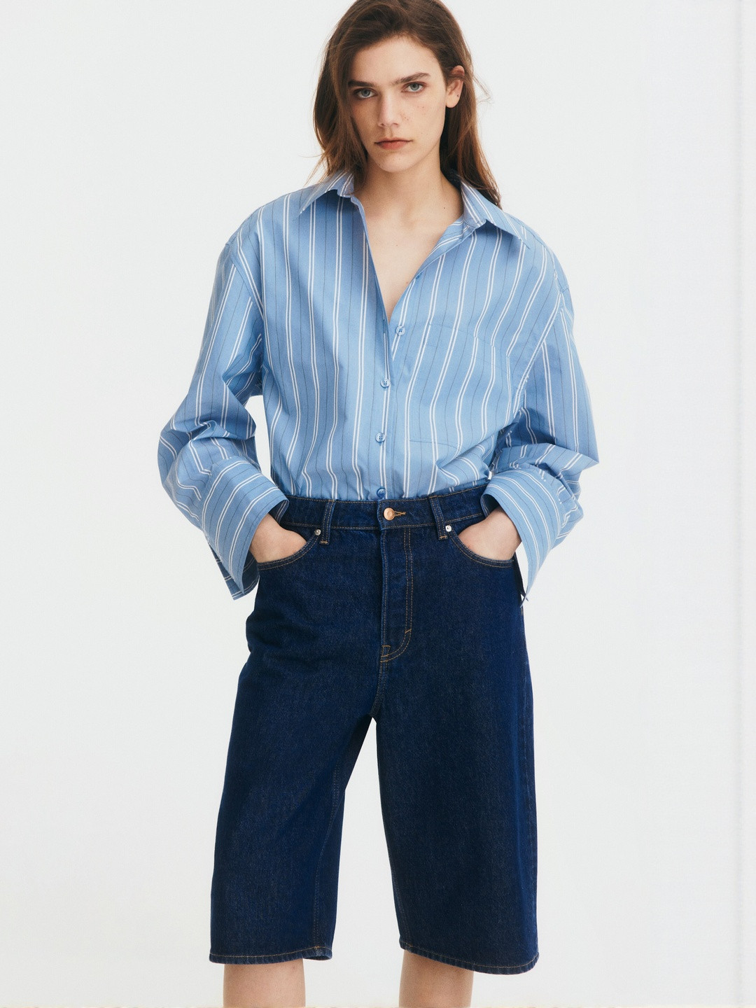 H&M High Knee Denim Shorts