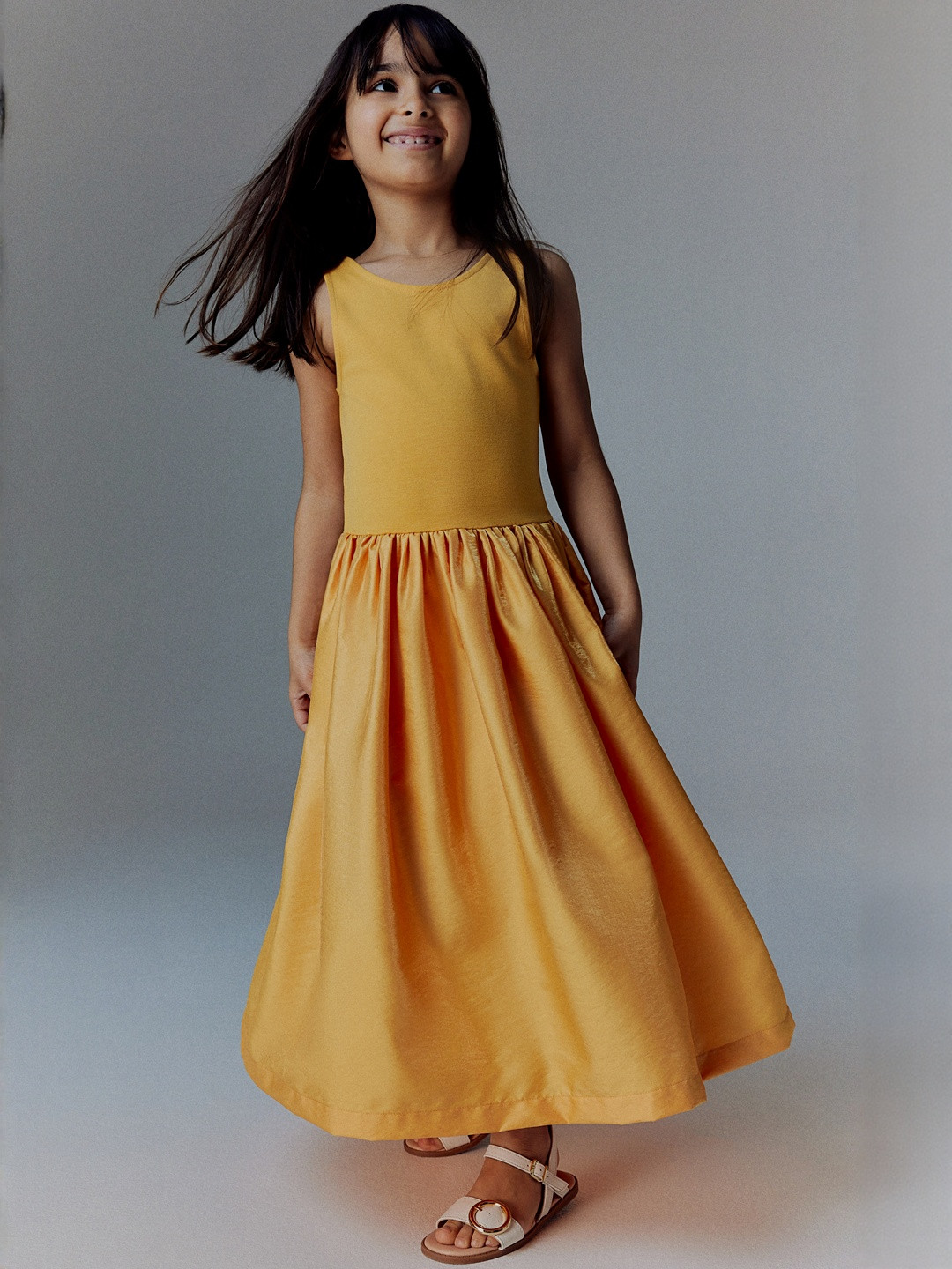 H&M Satin-Skirt Jersey Dress