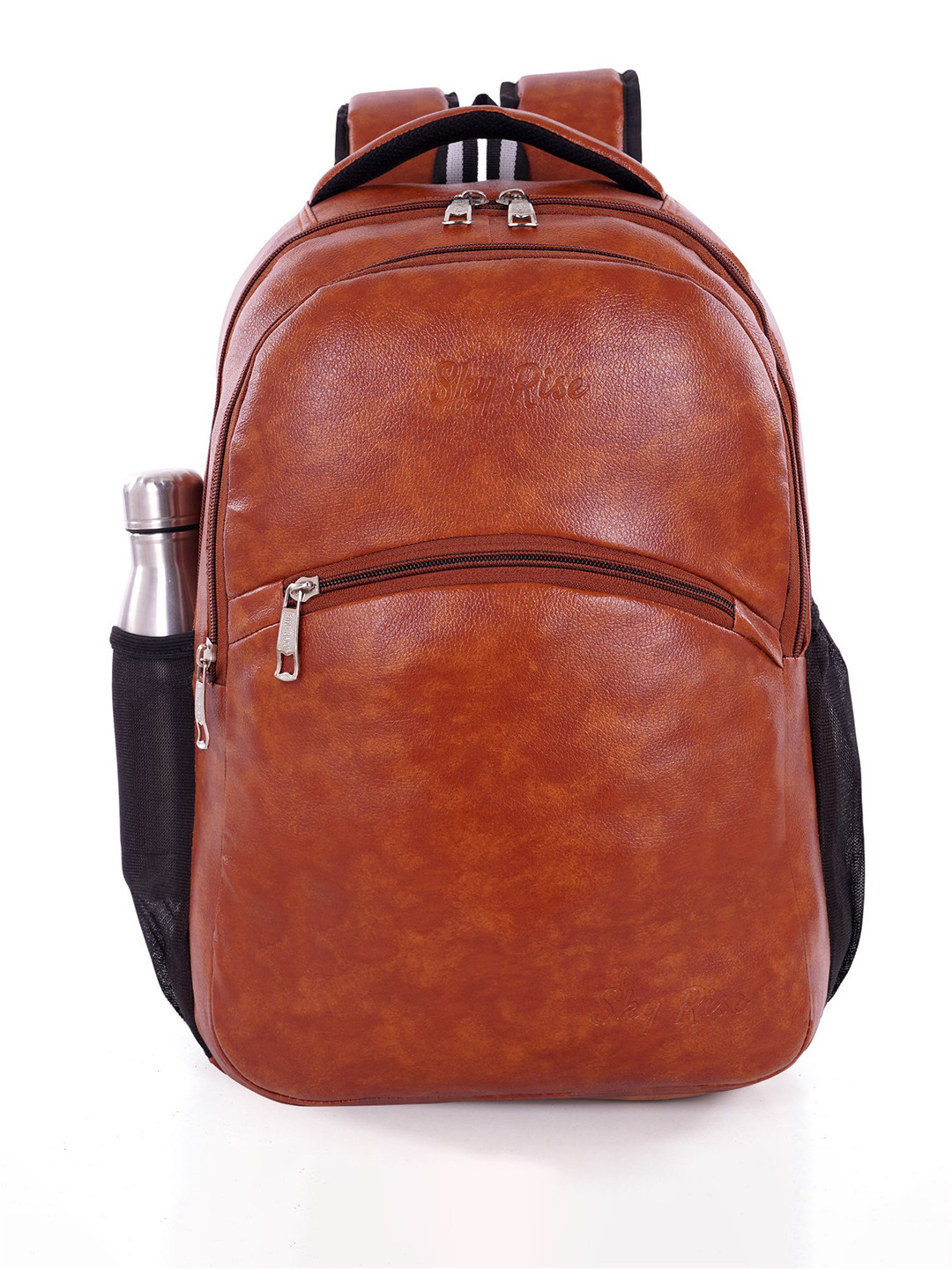 SKY RISE Unisex Premium Leather Brand Logo Backpack
