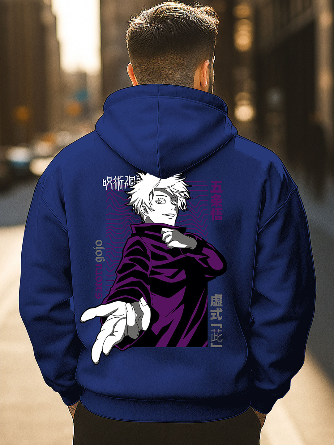 Triptee Men Jujutsu Kaisen Printed Hooded Sweatshirt