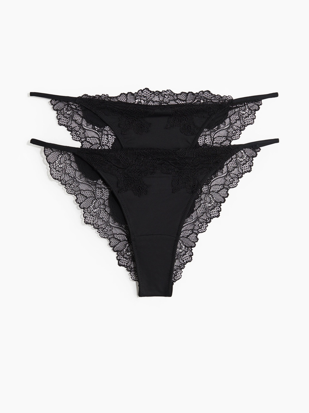 H&M Women Pack Of 2 Microfibre & Lace Tanga Briefs
