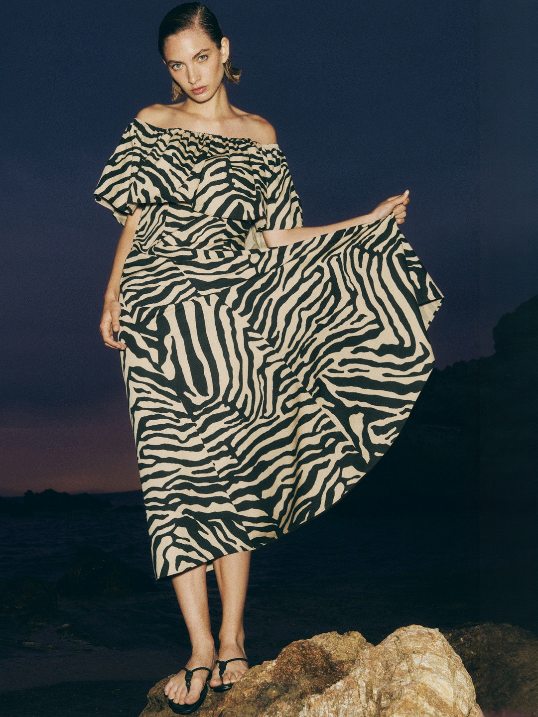H&M Flounced Off-The-Shoulder Dress