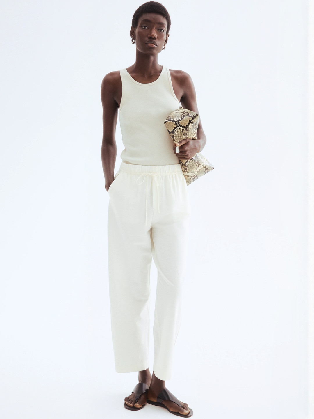 H&M Linen-Blend Drawstring Trousers