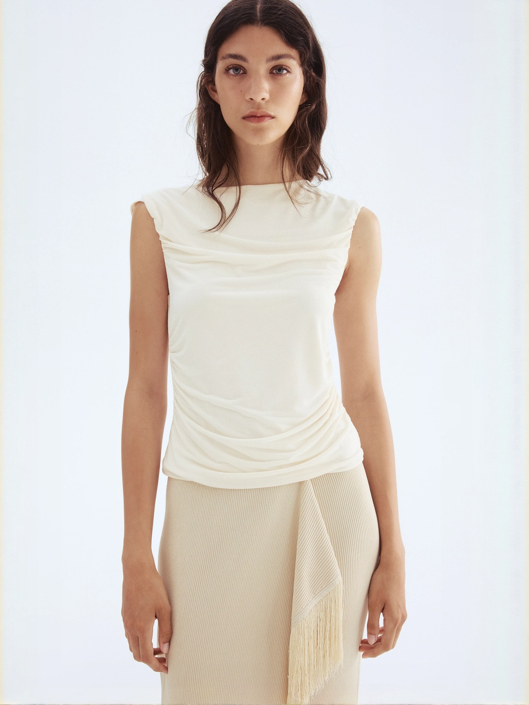 H&M Draped Cap-Sleeved Top