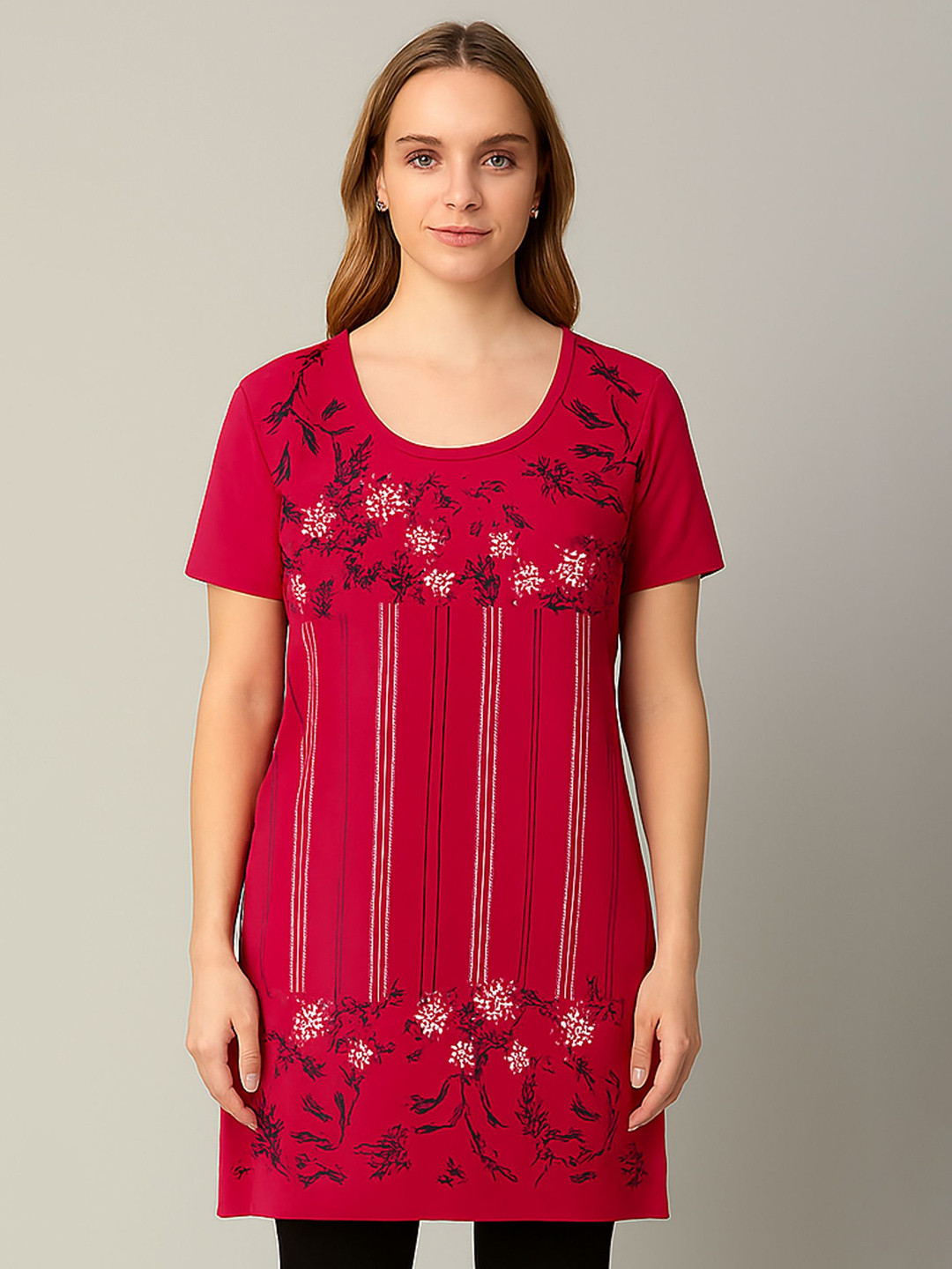 SANDPIPER Women Floral Printed Cotton Longline Top