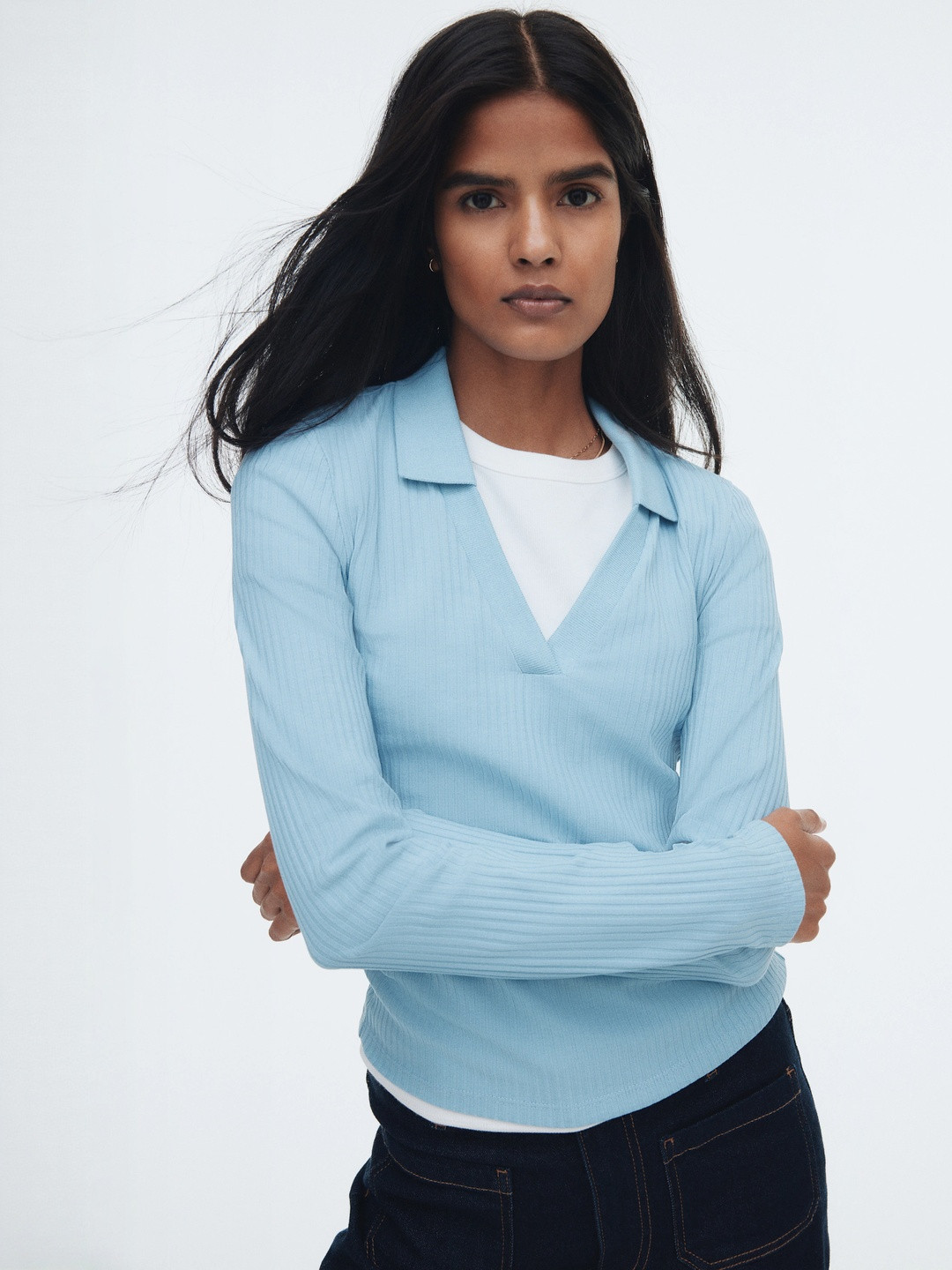 H&M Ribbed Collared Top