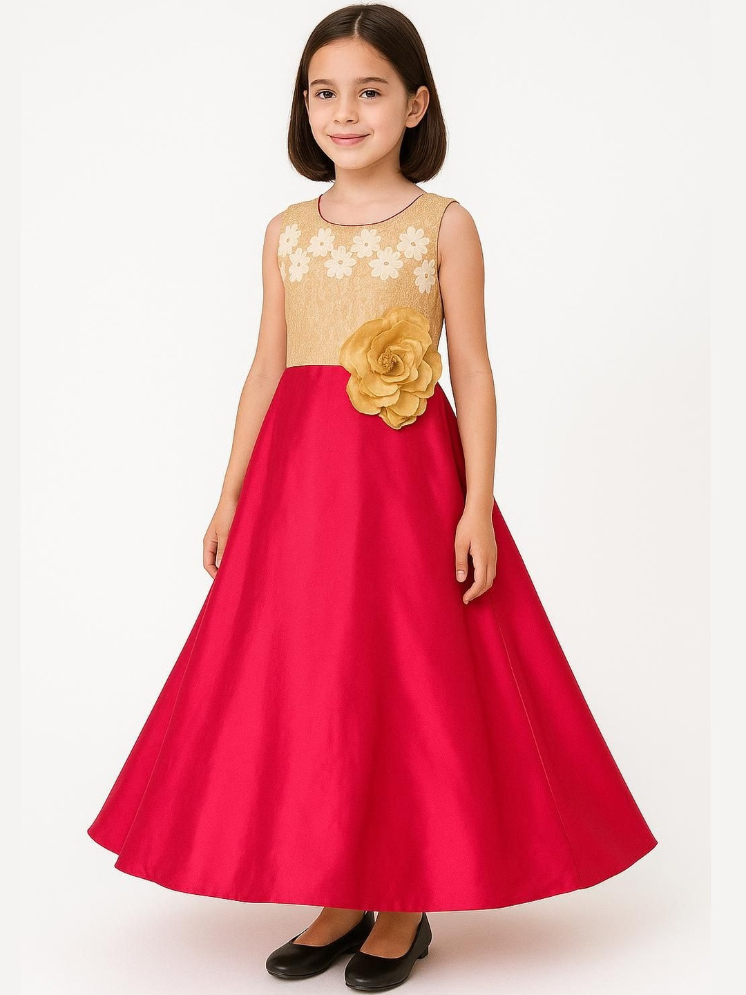 My Lil Princess Women Pink Embellished Jacquard A-Line Dress