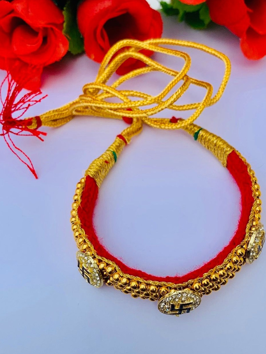 Maruti Rajasthan Gold-Plated Stones-Studded & Beaded Maruti Rajasthan Necklace