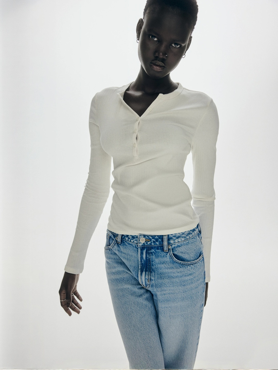 H&M Ribbed Henley Top