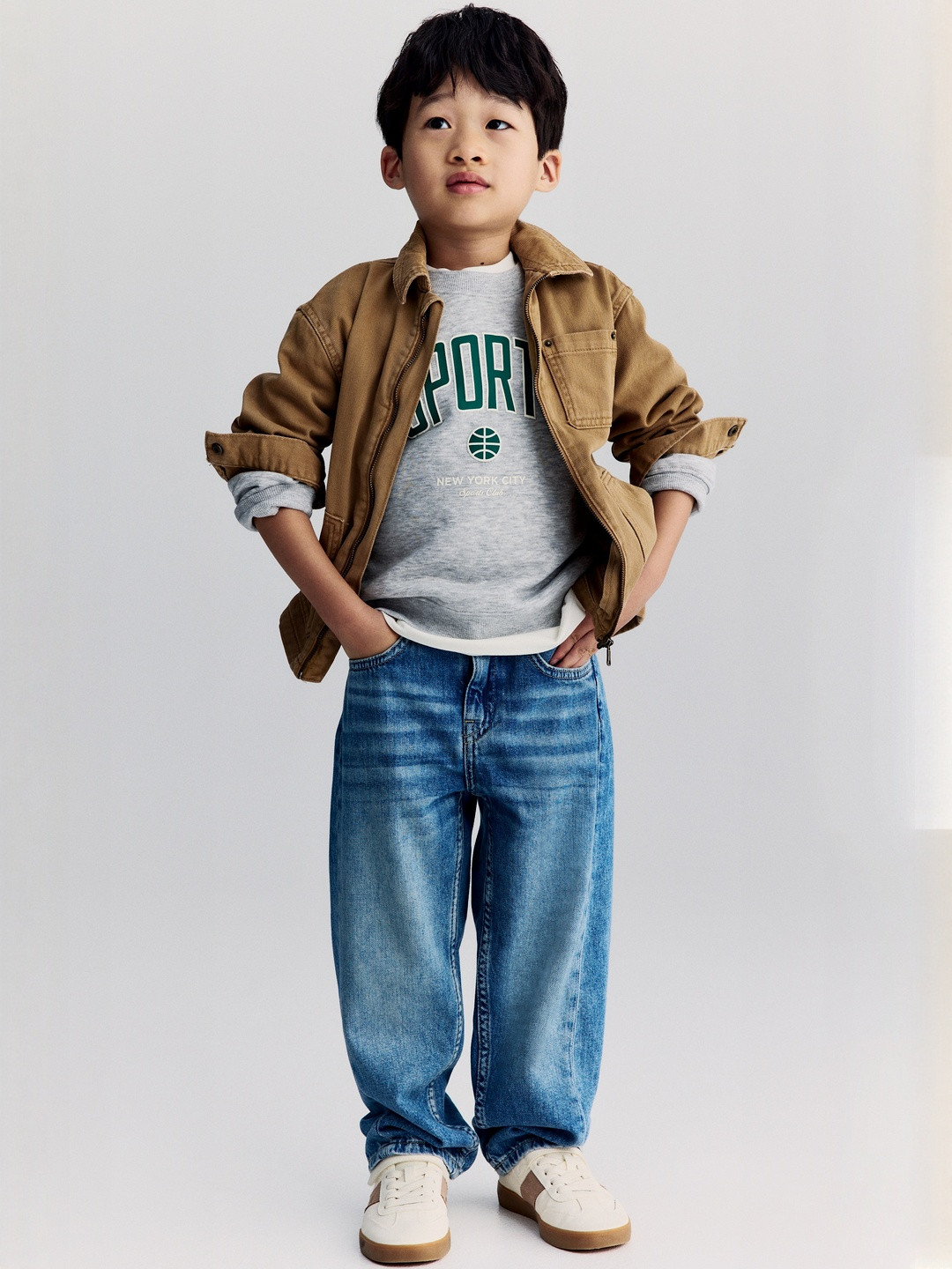 H&M Boys Loose Fit Barrel Pure Cotton Jeans