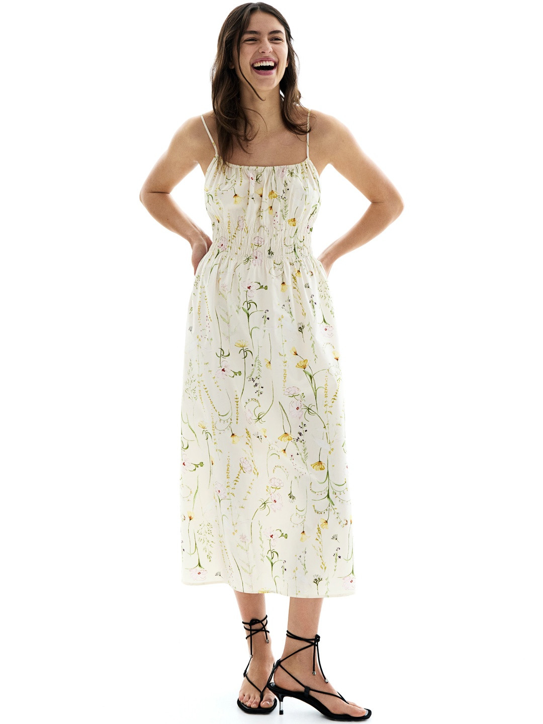 H&M Smock-Detail Poplin Dress