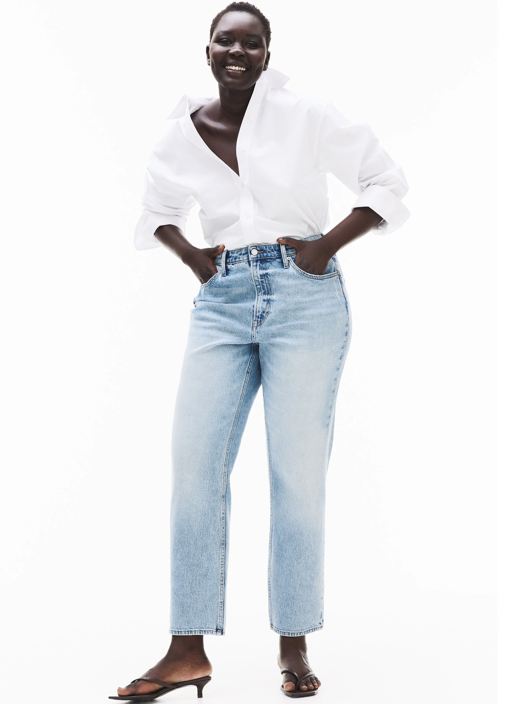 H&M Curvy Fit Slim Straight High Ankle Jeans