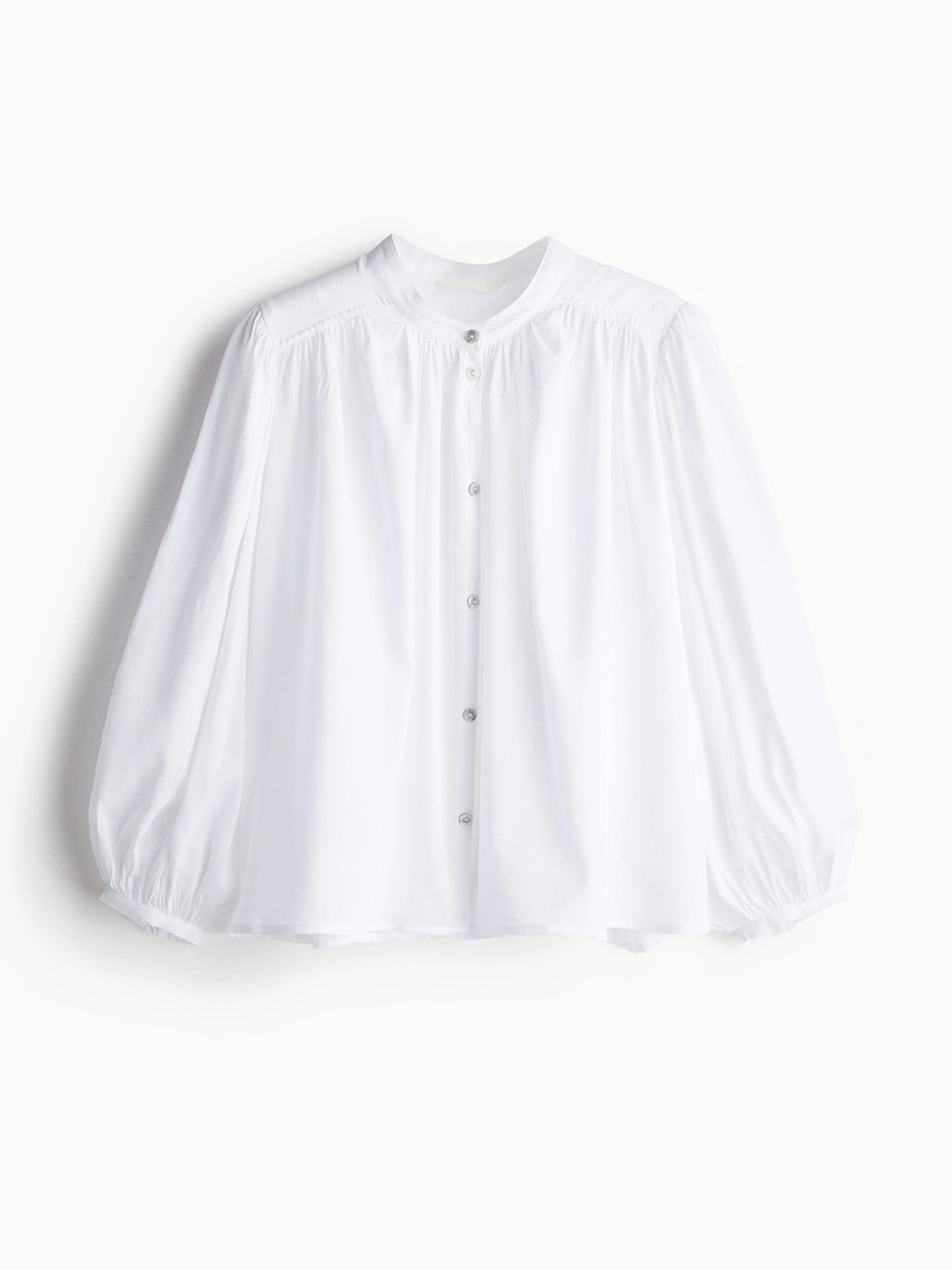 H&M Women Cotton Balloon-Sleeved Casual Blouse