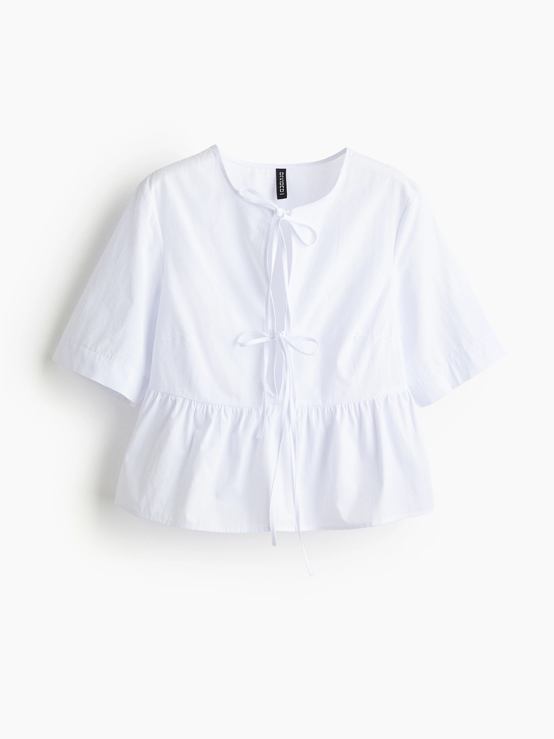 H&M Tie-Front Poplin Blouse