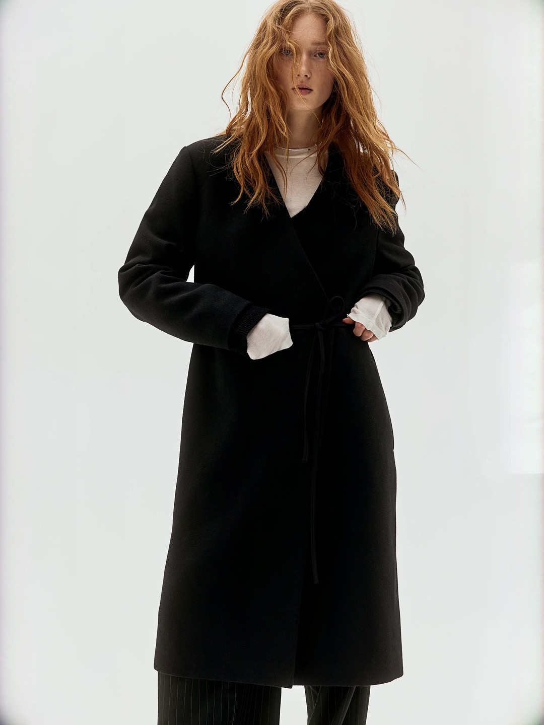 H&M Tie-Detail Felted Coat