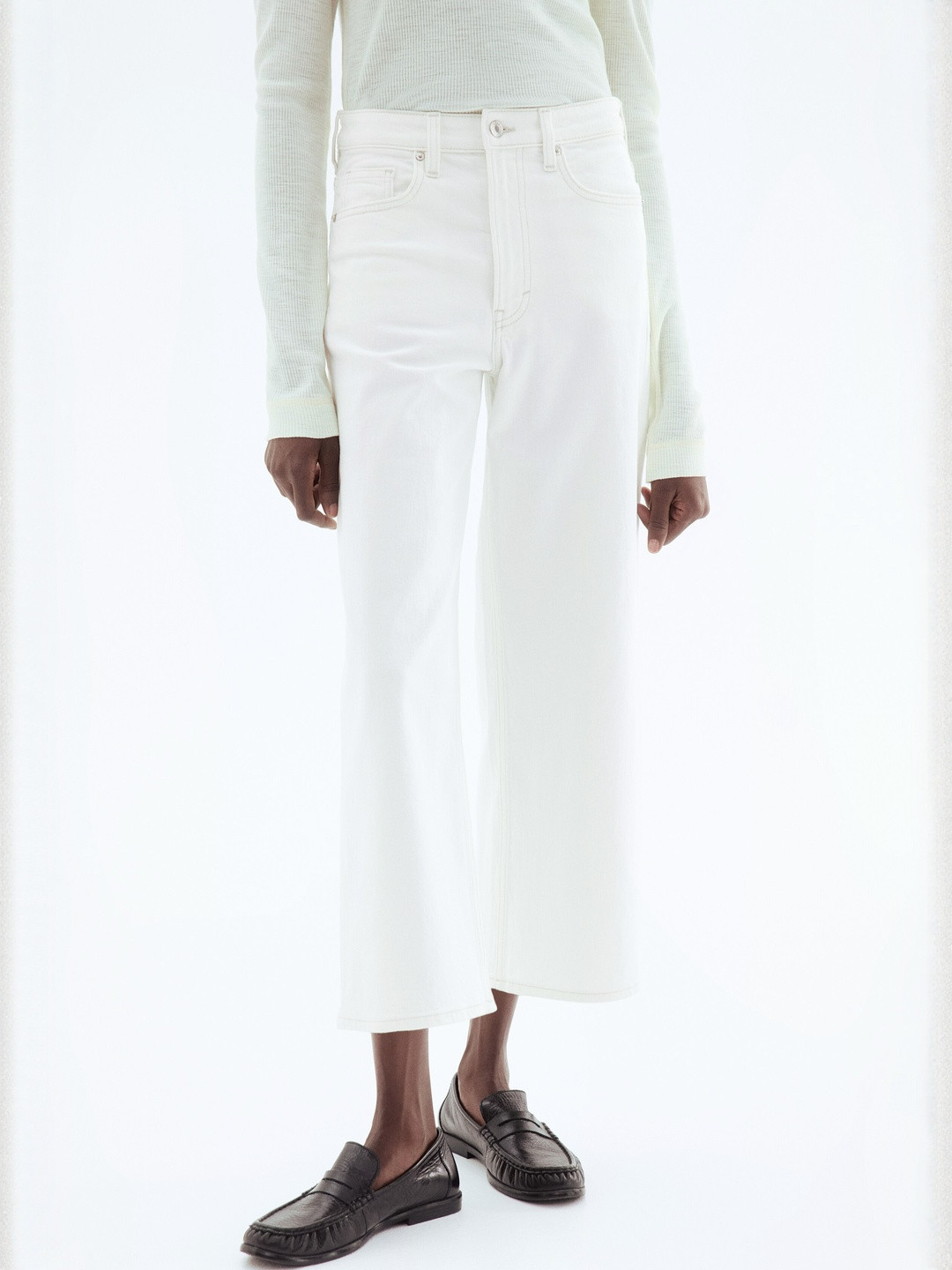 H&M Women Wide High Cropped Jeans