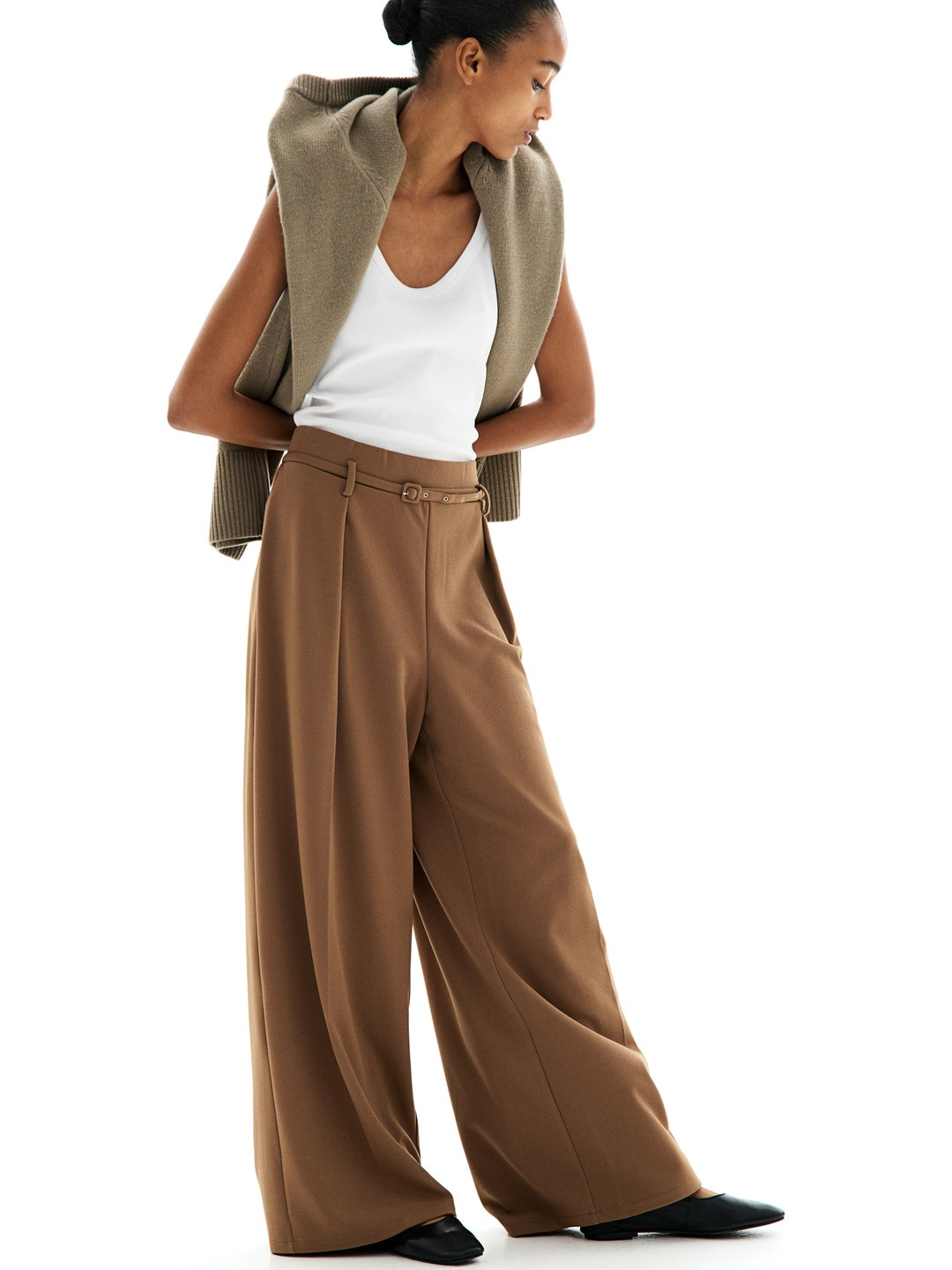 H&M Wide Belted Trousers