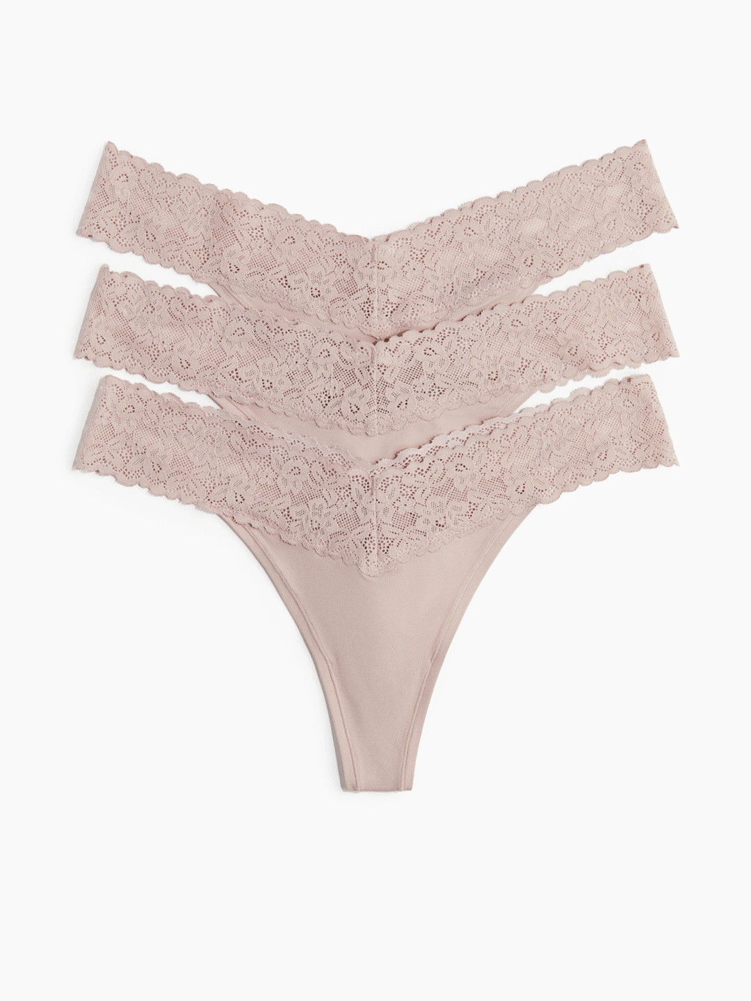 H&M 3-Pack Microfibre & Lace Thong Briefs