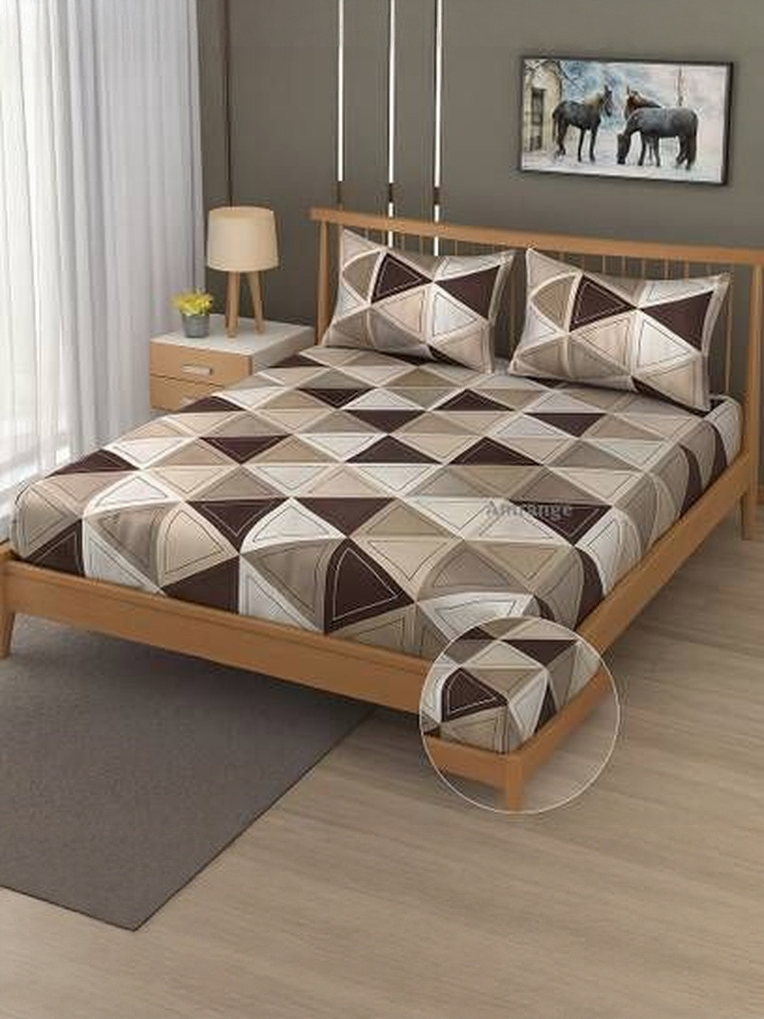 AMRANGE Multicoloured Bedsheet with 2 Pillow Covers